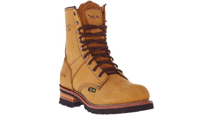 AD TEC 9IN LOGGER CRAZY HORSE LEATHER WORK BOOTS FOR MEN : PERFECT FOR TREE CLIMBER