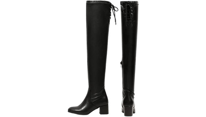 WOMEN’S OVER THE KNEE THIGH HIGH CHUNKY HEEL BOOTS FOR PETITE