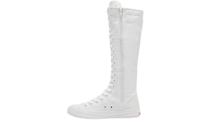 ANUFER KNEE HIGH LACE-UP CANVAS BOOTS